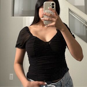 Elegant Black Ruched Top